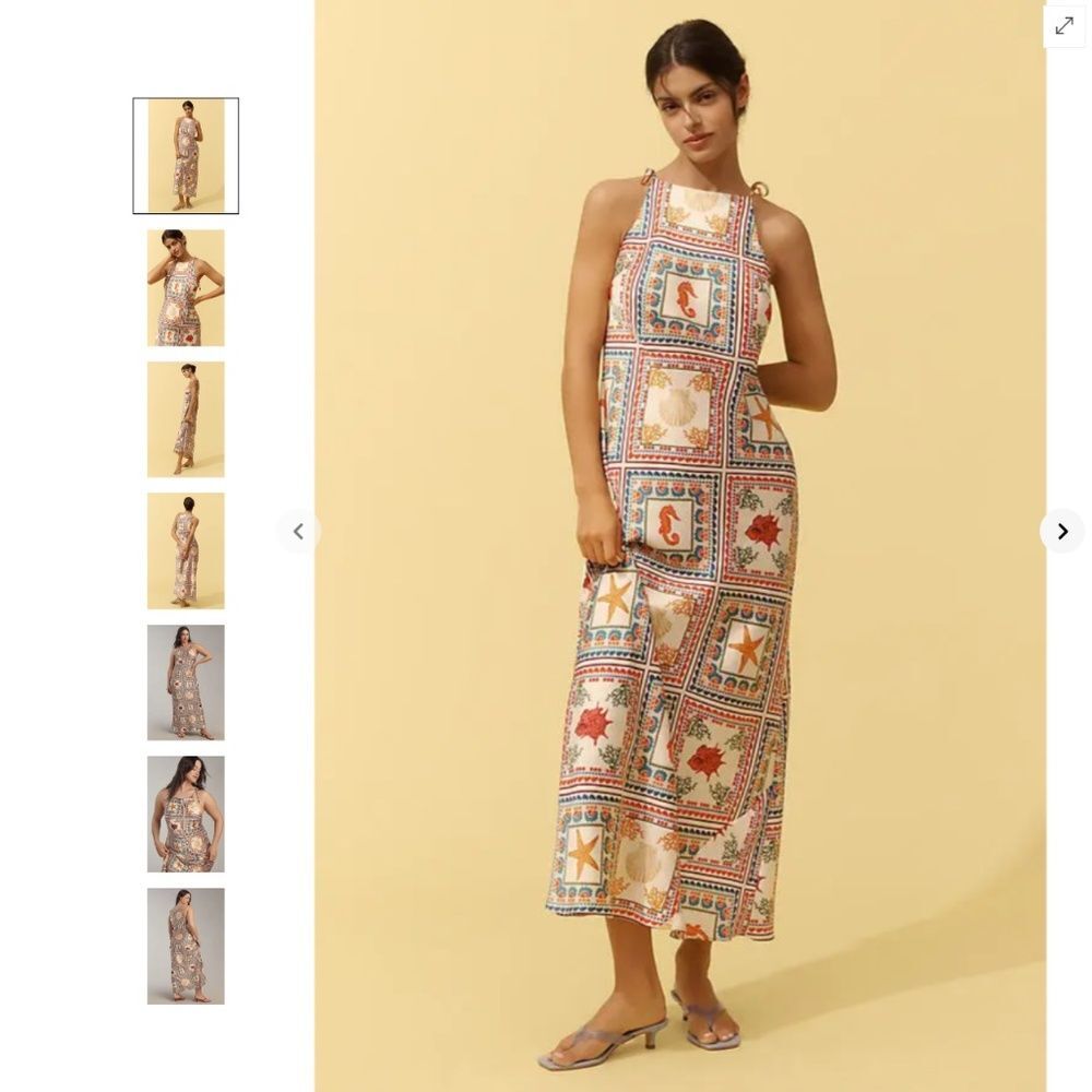 Anthropologie Tie-Neck Column Midi Dress